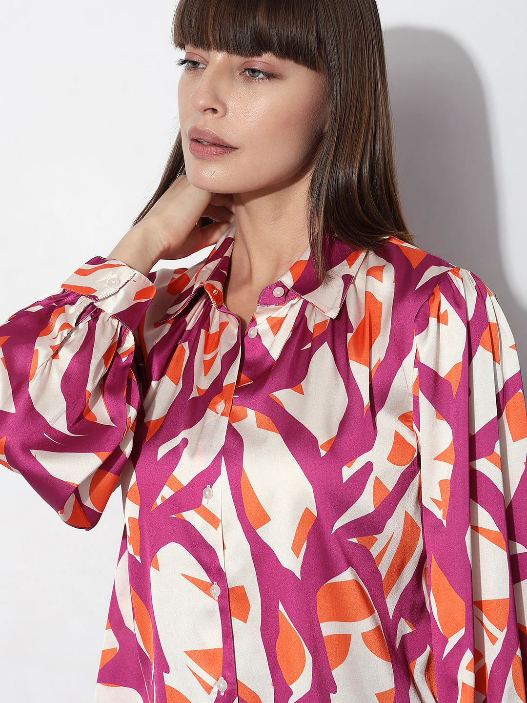 Burgundy Abstract Print Shirt - Image 6
