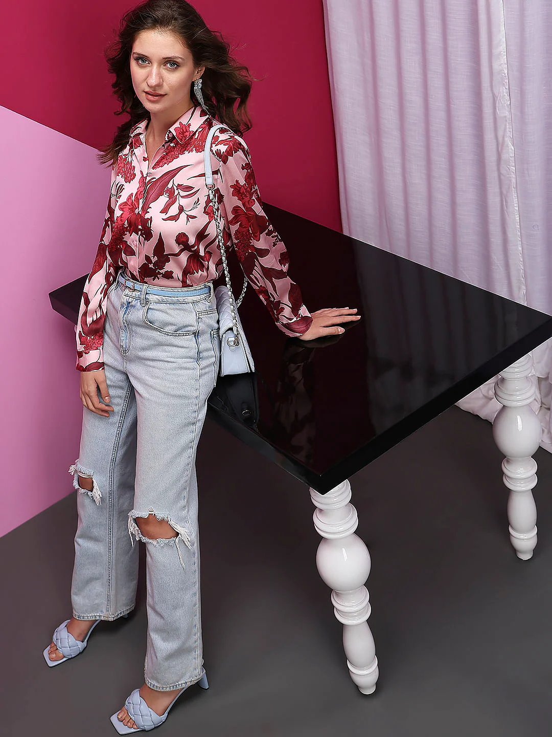 Red Floral Print Shirt