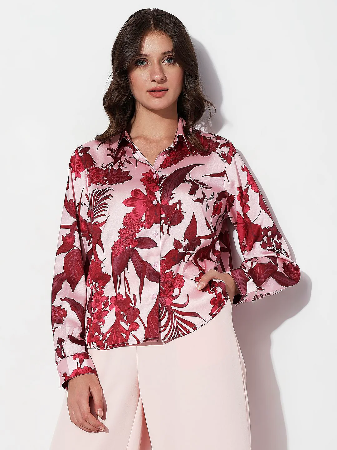 Red Floral Print Shirt - Image 2