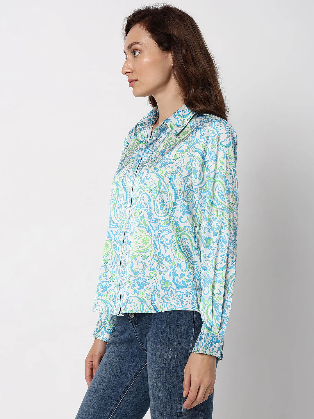 Blue Floral Print Shirt - Image 3