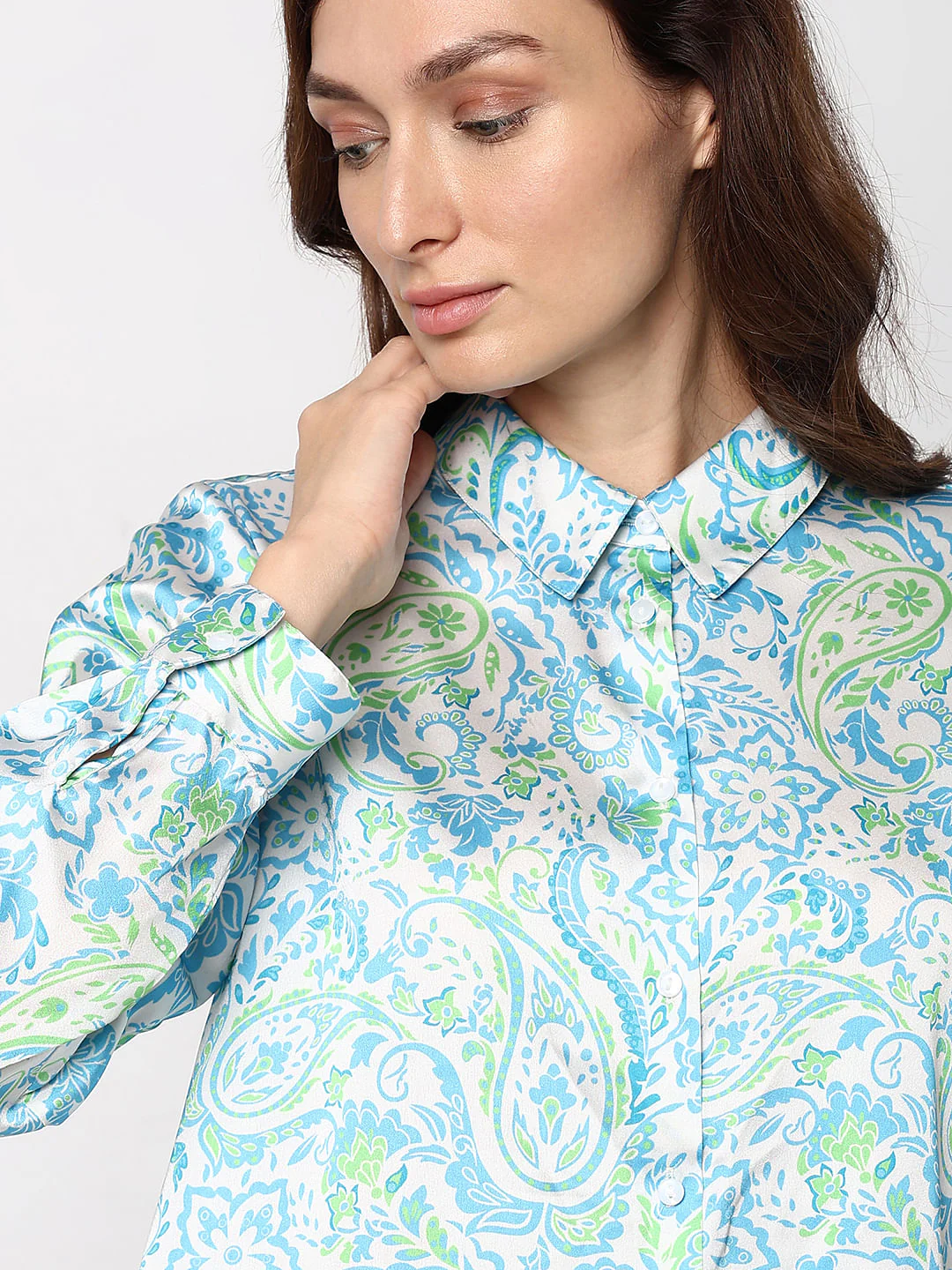Blue Floral Print Shirt - Image 6