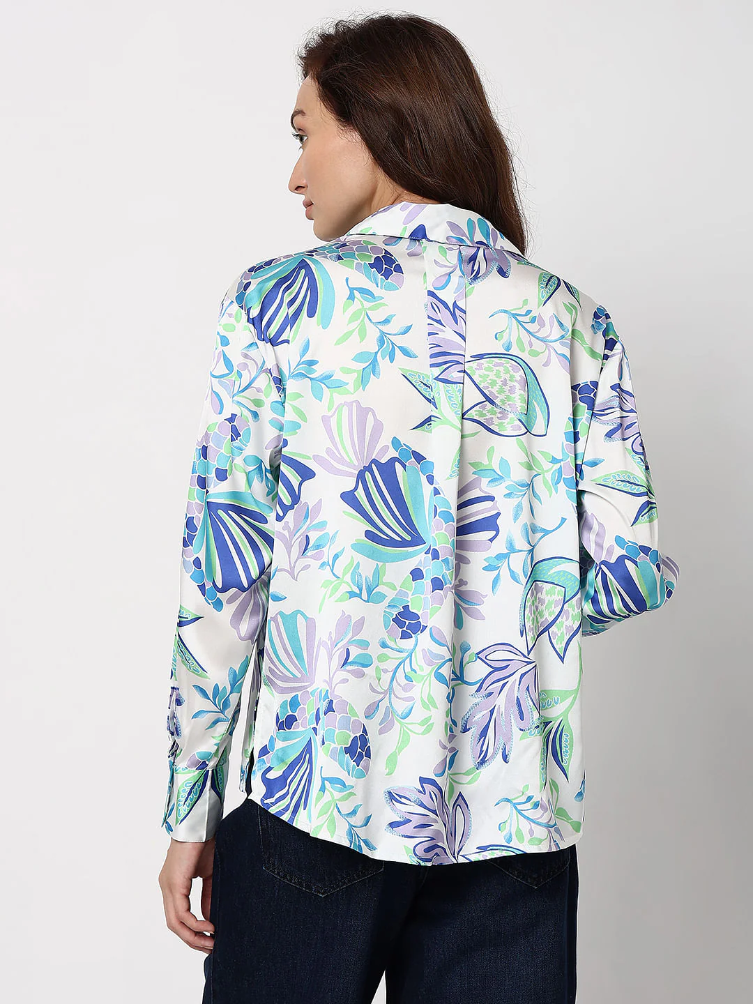 Blue Printed Full Sleeves Shirt - Image 4
