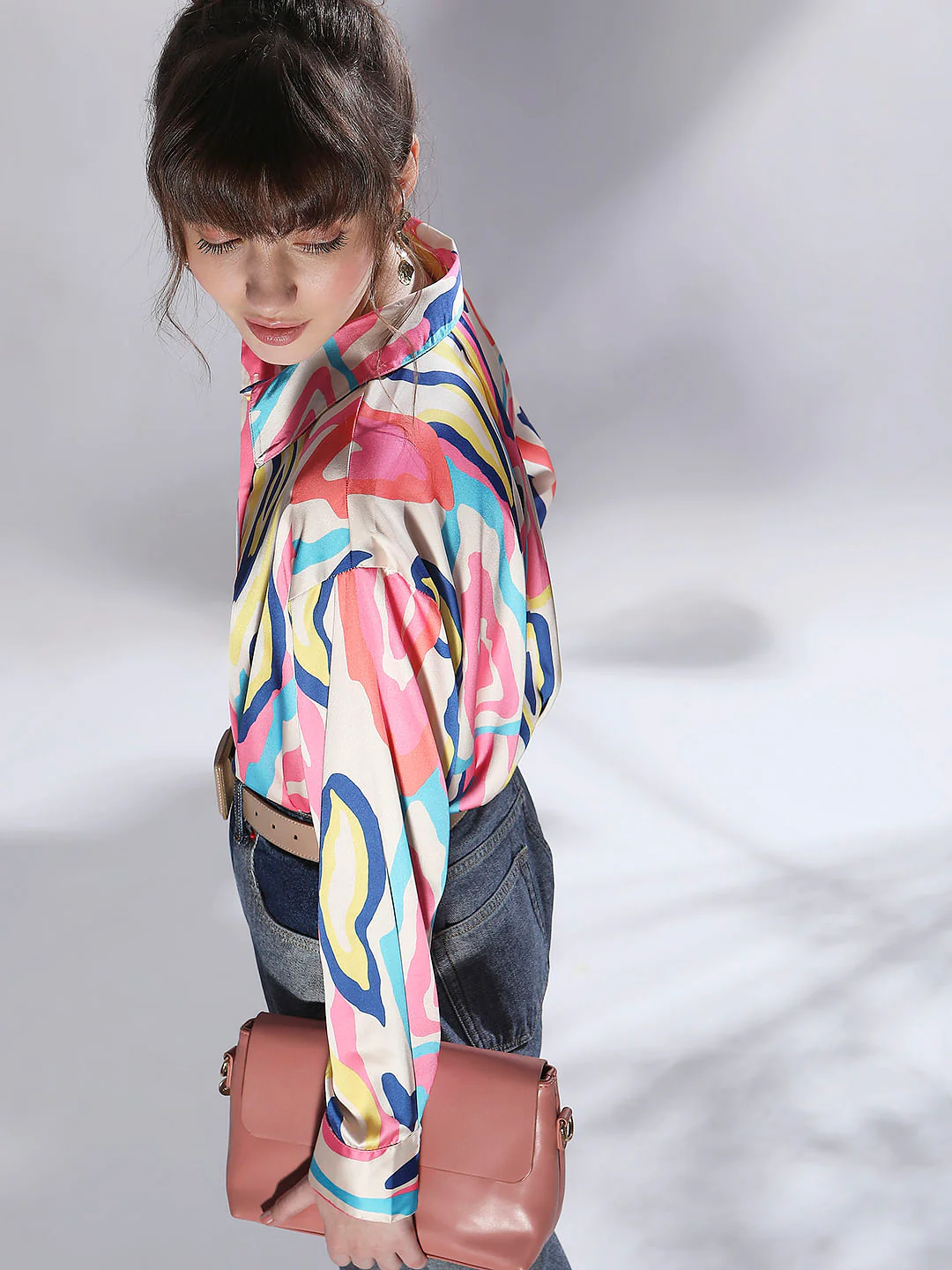 Pink Abstract Print Shirt