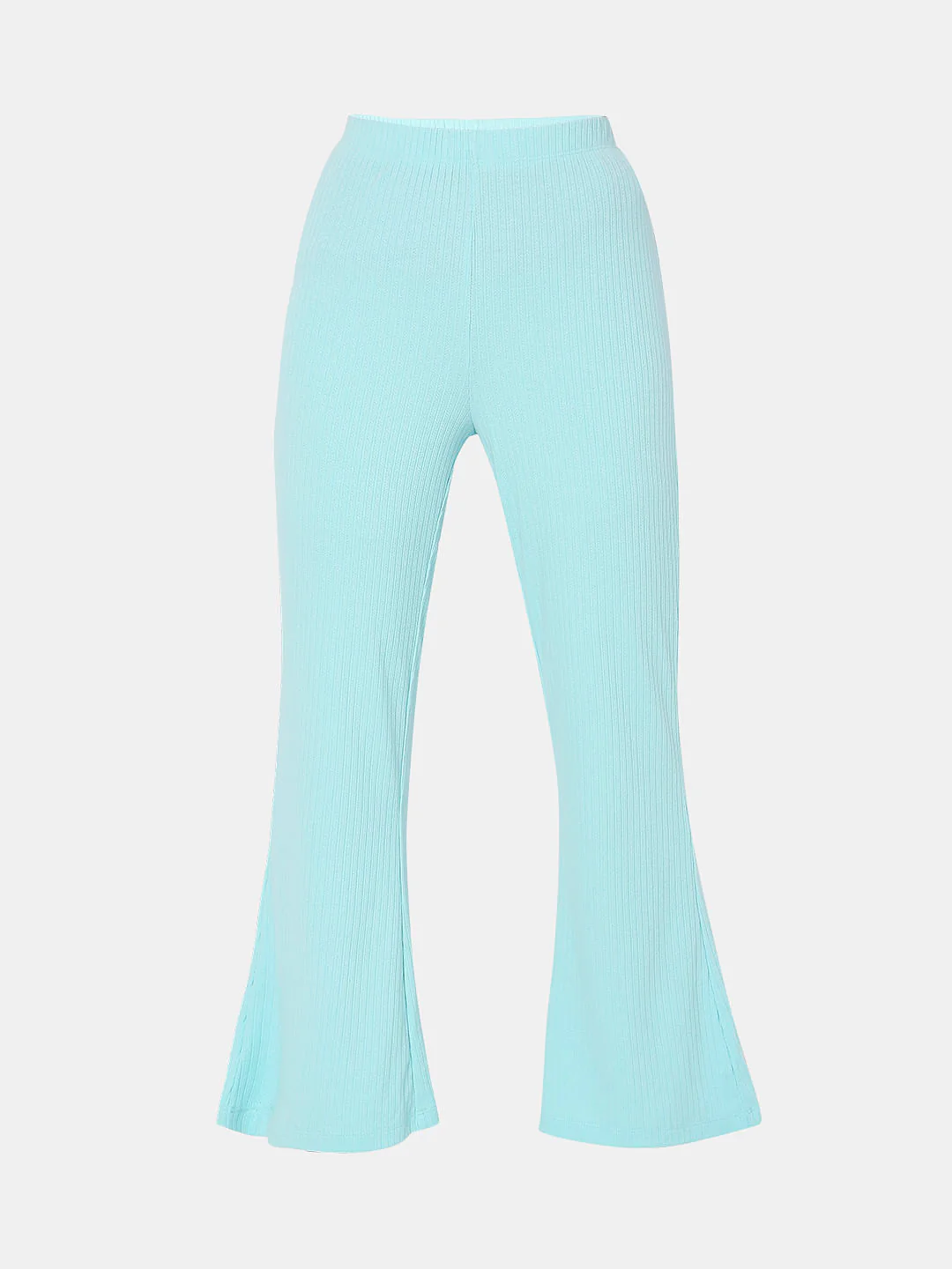 Blue High Rise Ribbed Wide Leg Pants - Image 7