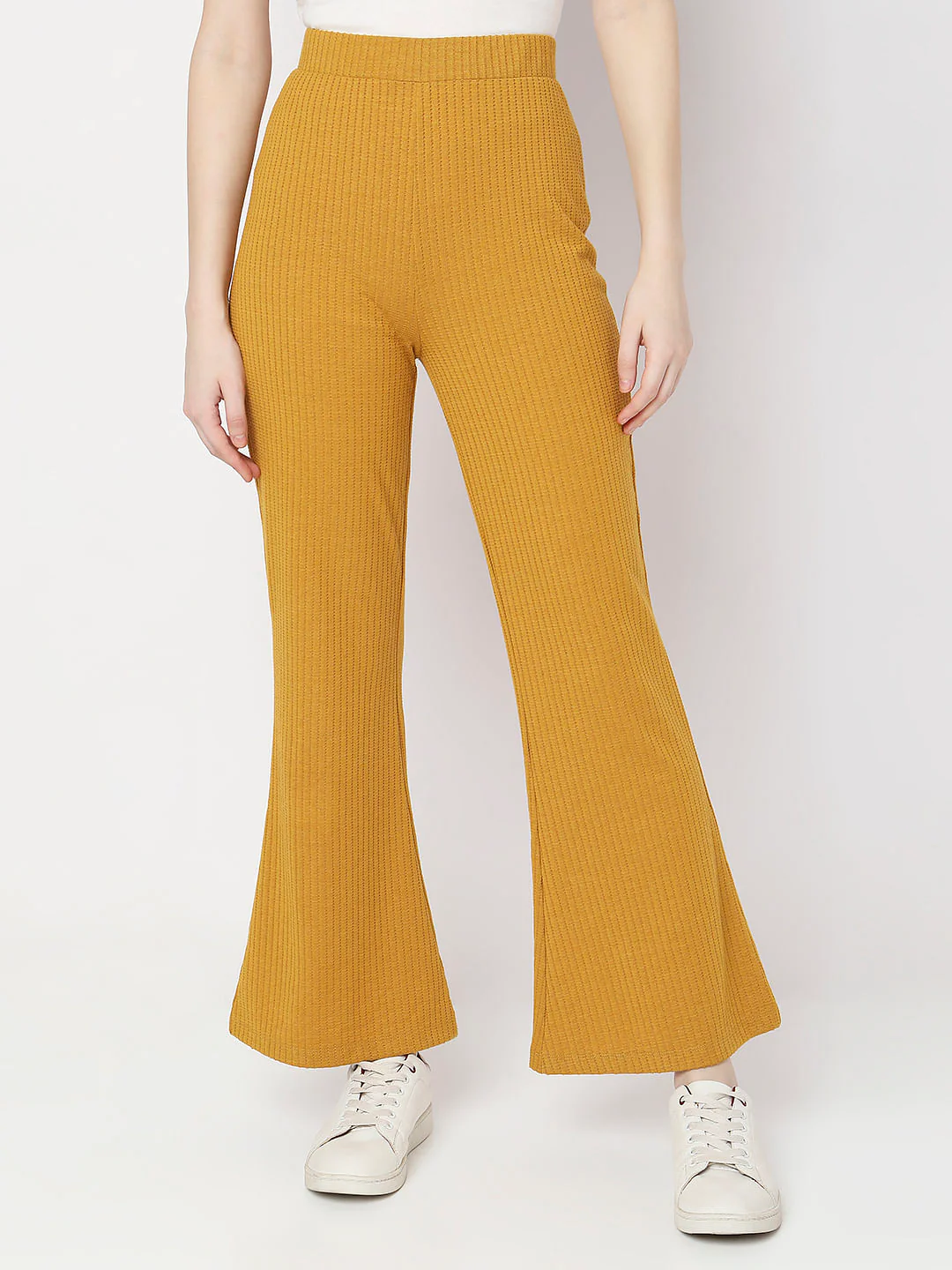Mustard High Rise Ribbed Co-Ord Pants - Image 2