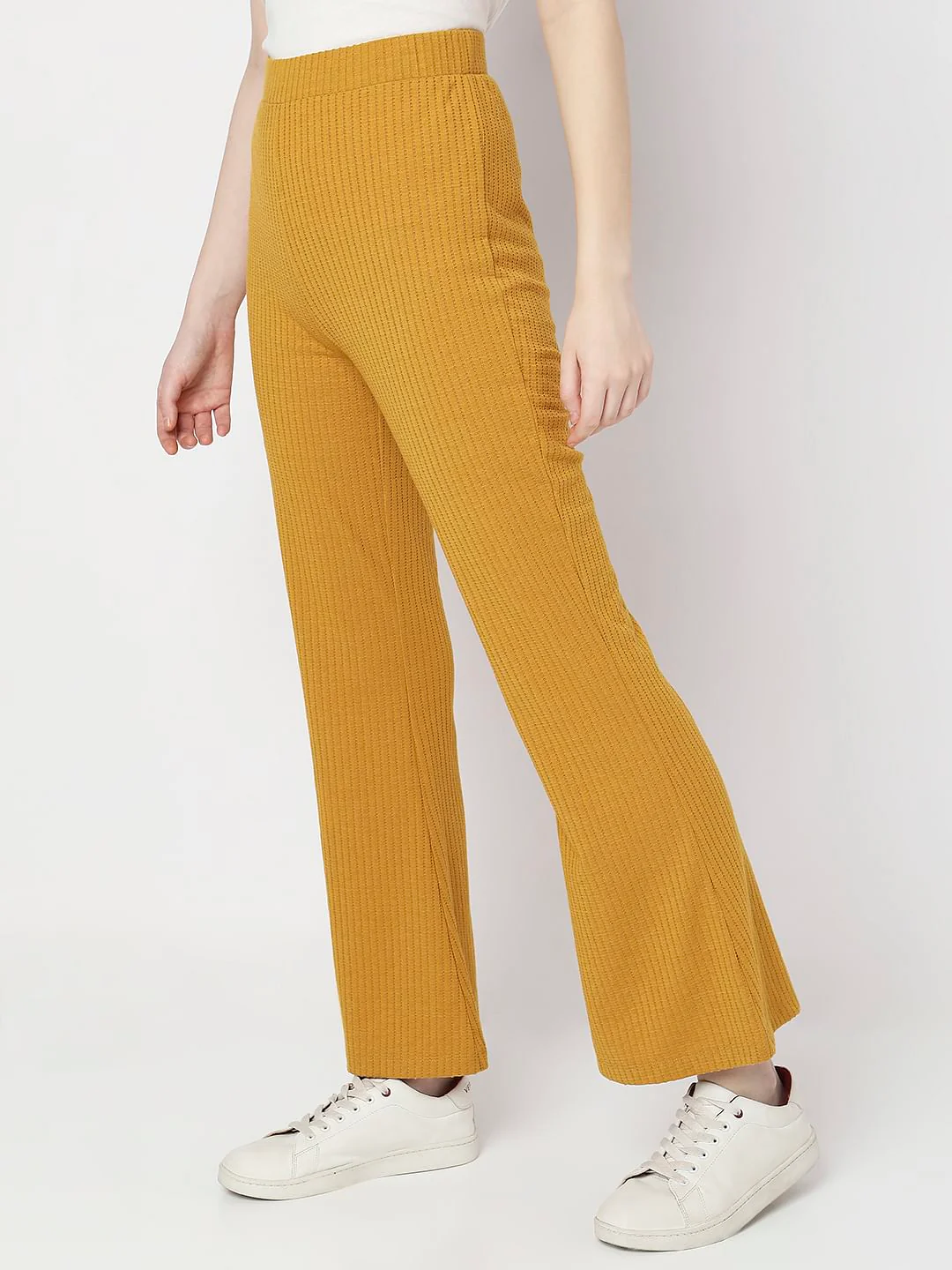 Mustard High Rise Ribbed Co-Ord Pants - Image 3