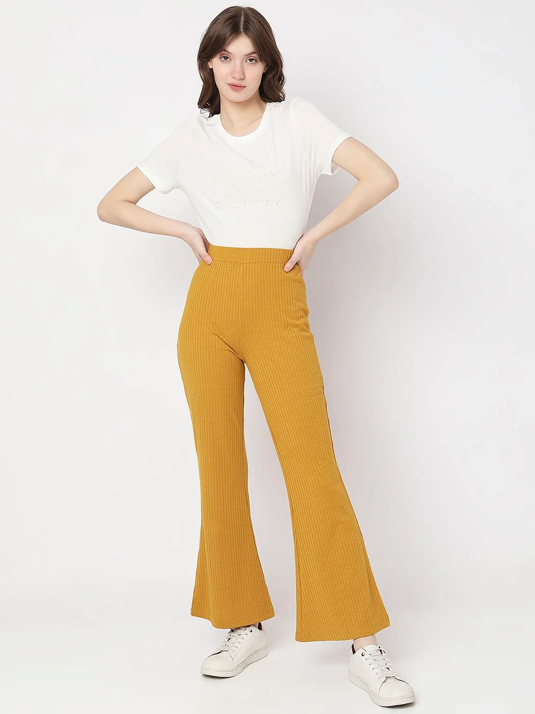 Mustard High Rise Ribbed Co-Ord Pants - Image 6
