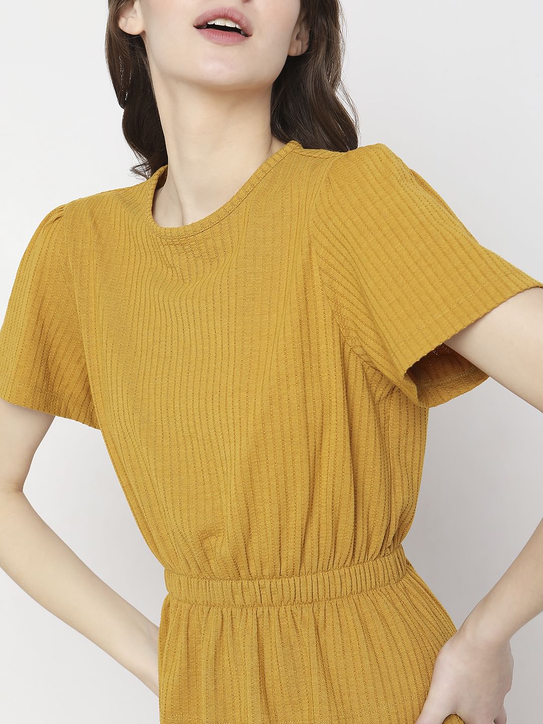 Mustard Ribbed Peplum Co-Ord Set Top - Image 6
