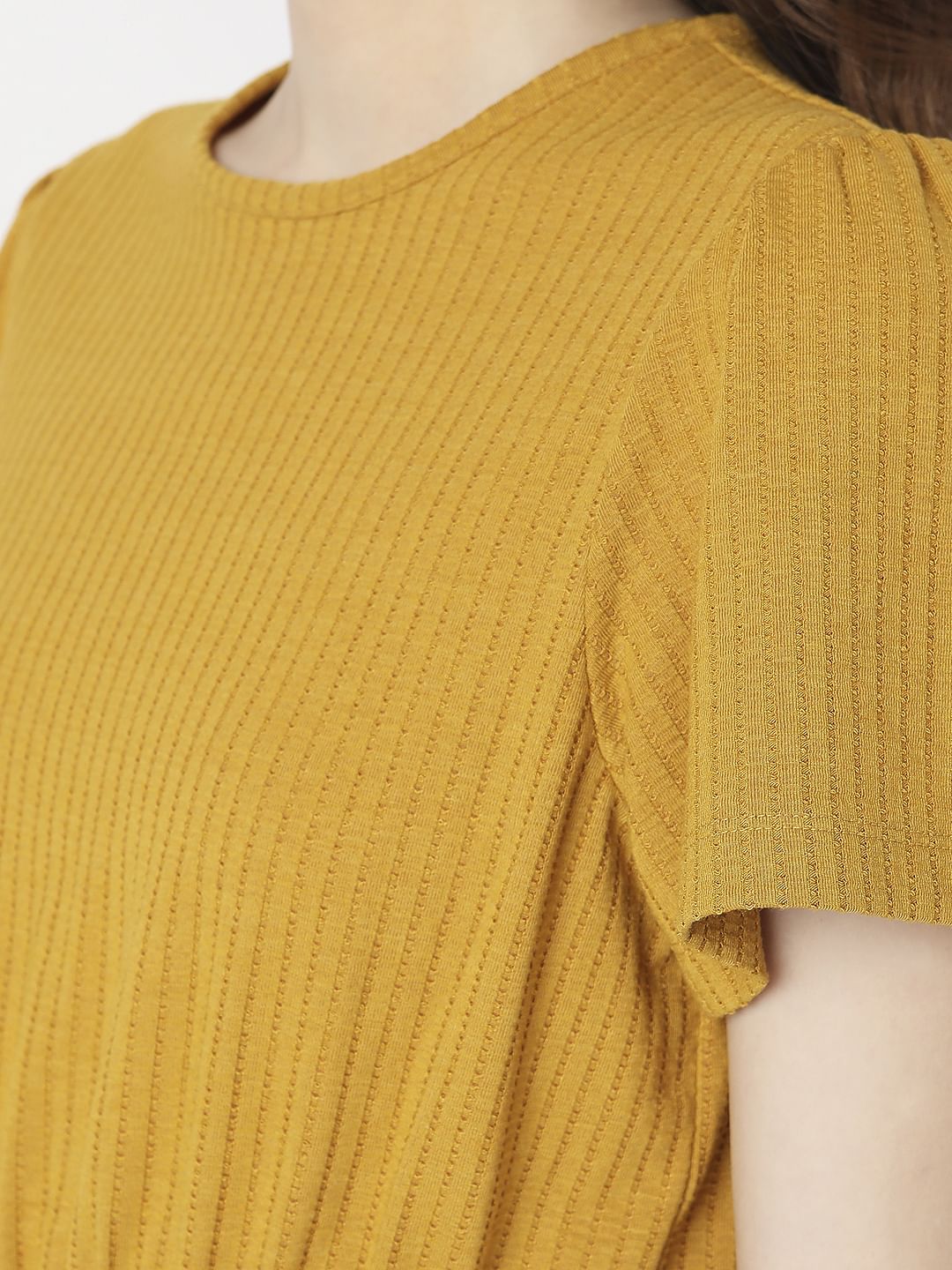 Mustard Ribbed Peplum Co-Ord Set Top - Image 8