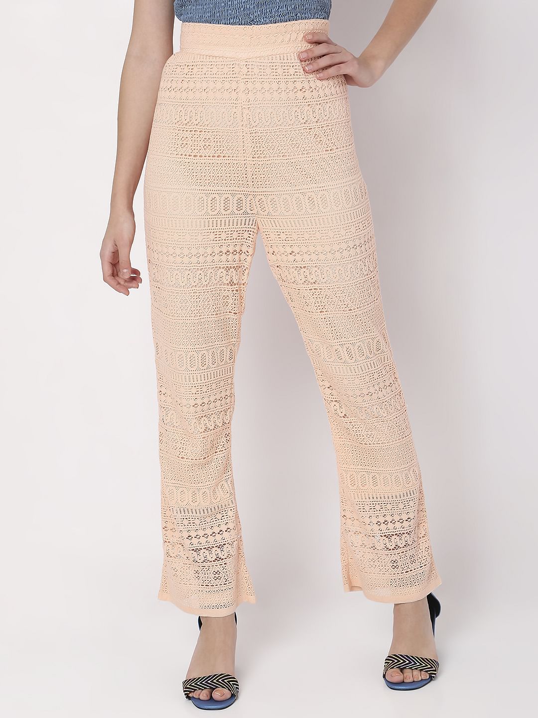 Peach High Rise Lace Pants - Image 2