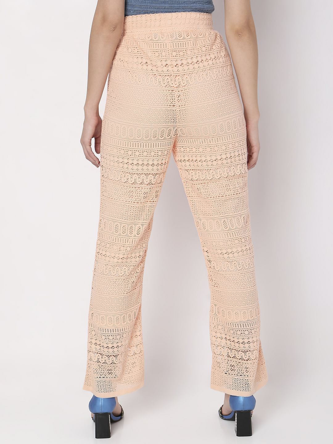 Peach High Rise Lace Pants - Image 4