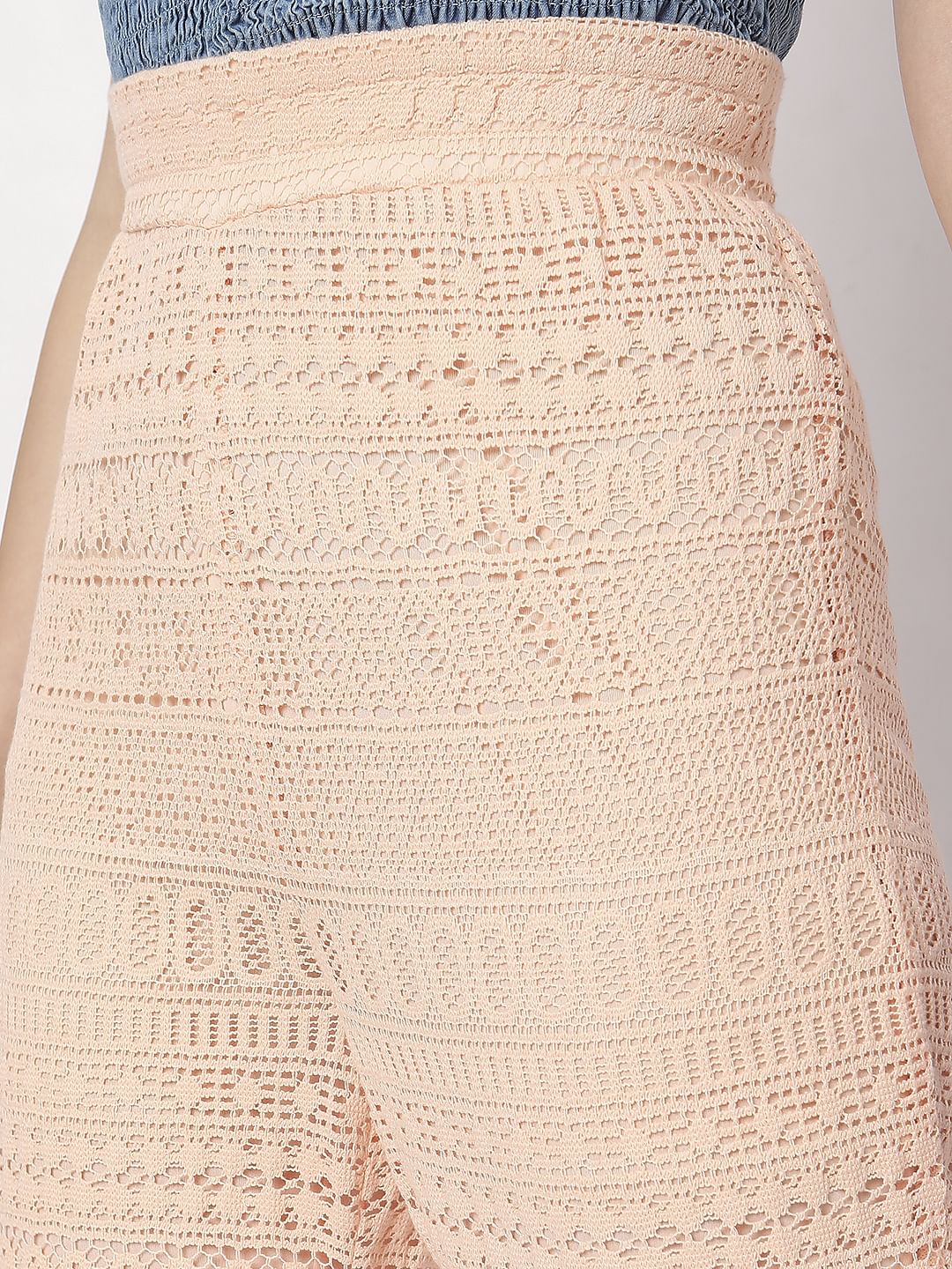 Peach High Rise Lace Pants - Image 5