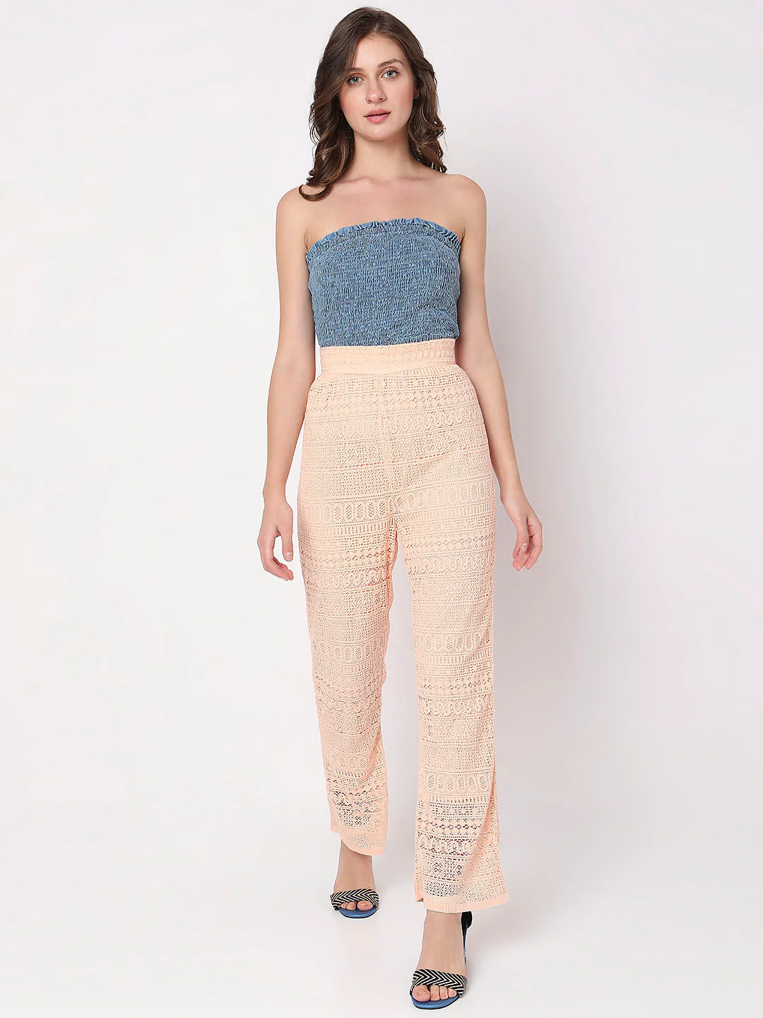 Peach High Rise Lace Pants - Image 6