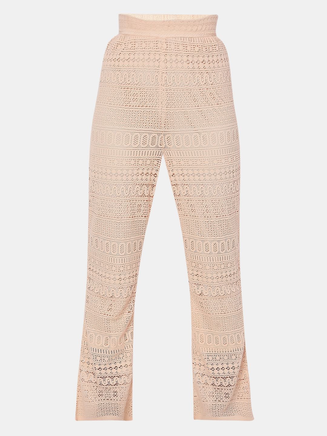 Peach High Rise Lace Pants - Image 7