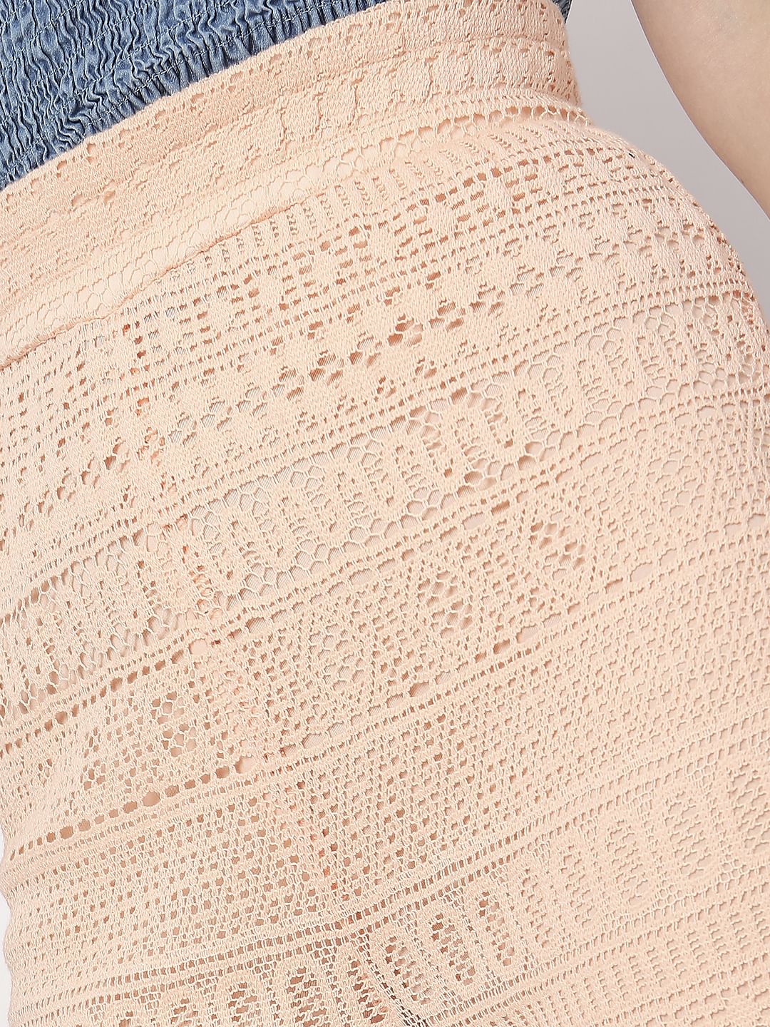 Peach High Rise Lace Pants - Image 8