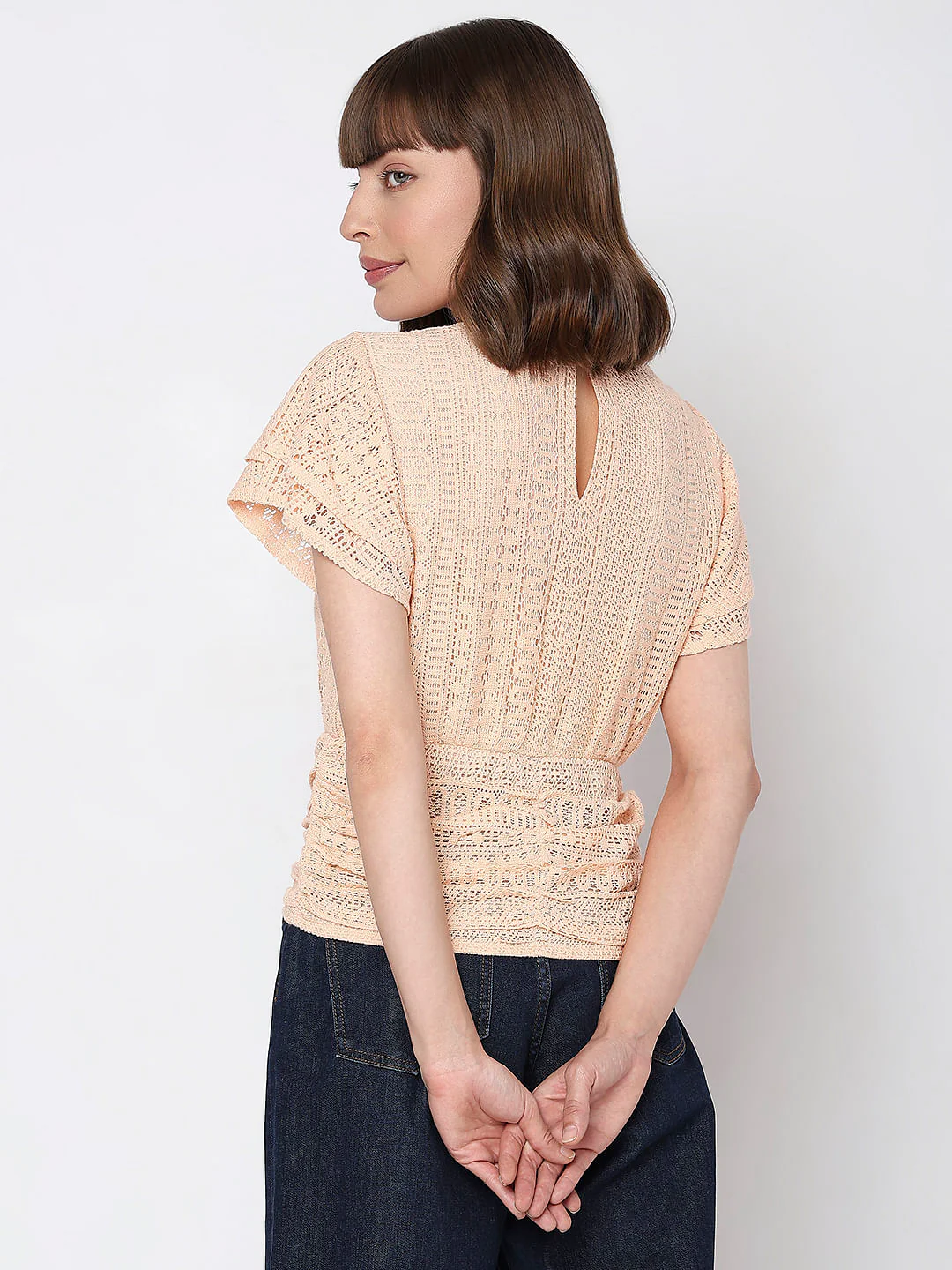 Peach Lace Flared Top - Image 4