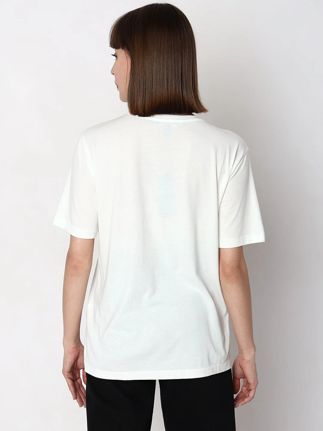 White Embossed Text T-Shirt - Image 4