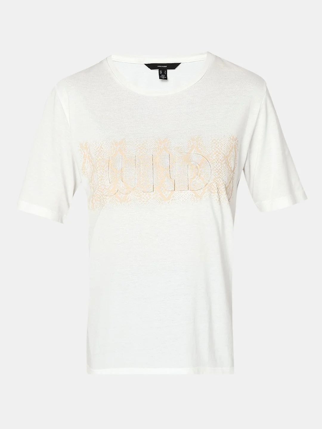 White Embossed Text T-Shirt - Image 7