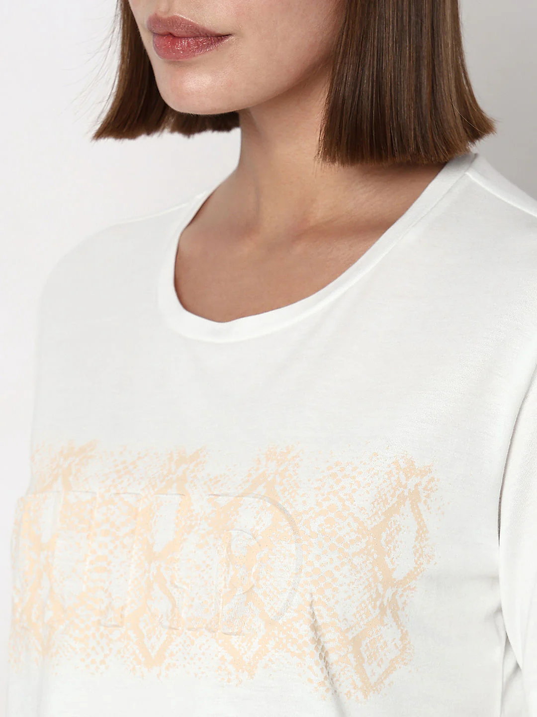 White Embossed Text T-Shirt - Image 8