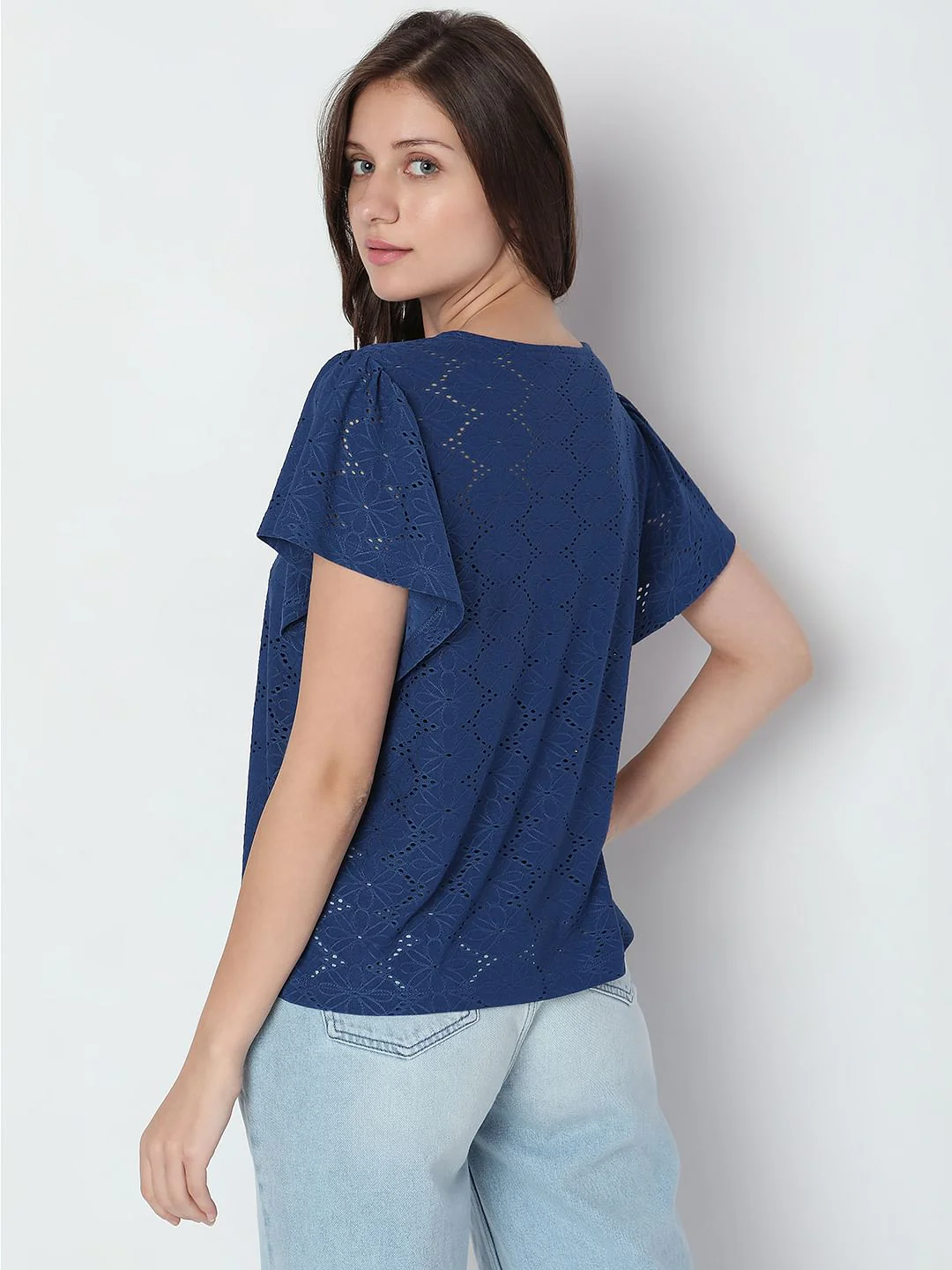 Dark Blue Flared Sleeves T-Shirt - Image 4
