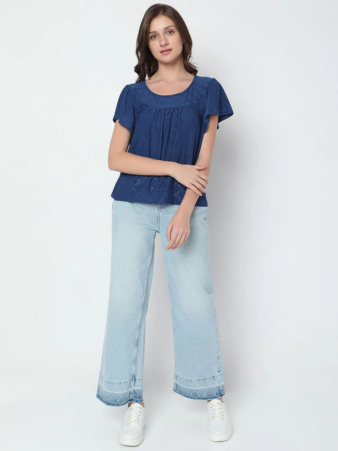 Dark Blue Flared Sleeves T-Shirt - Image 5