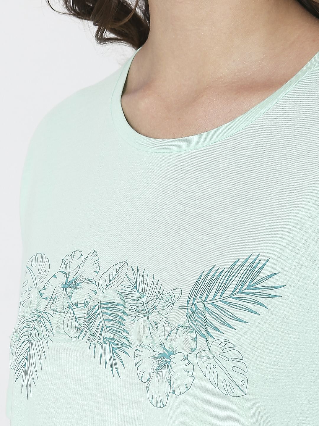 Green Floral Print T-Shirt - Image 8
