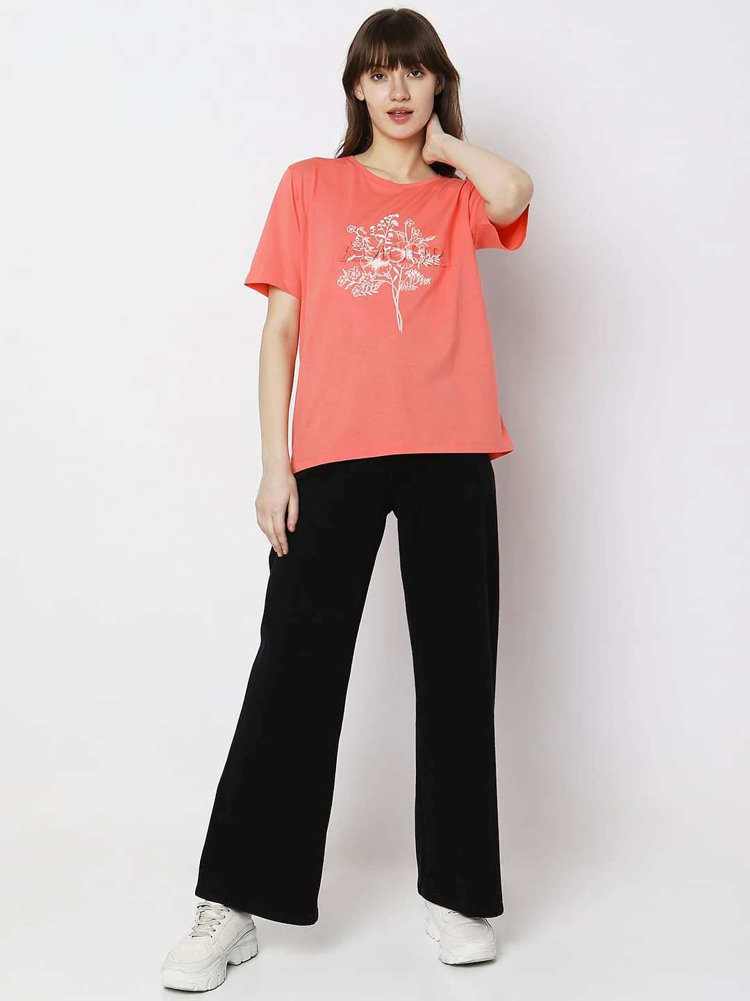 Orange Floral Print T-Shirt - Image 5