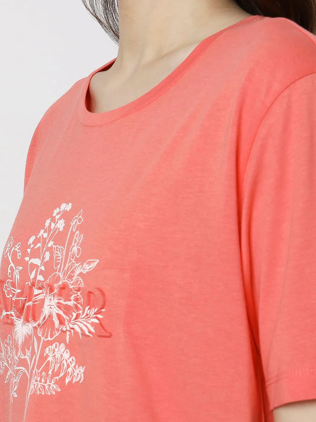 Orange Floral Print T-Shirt - Image 8