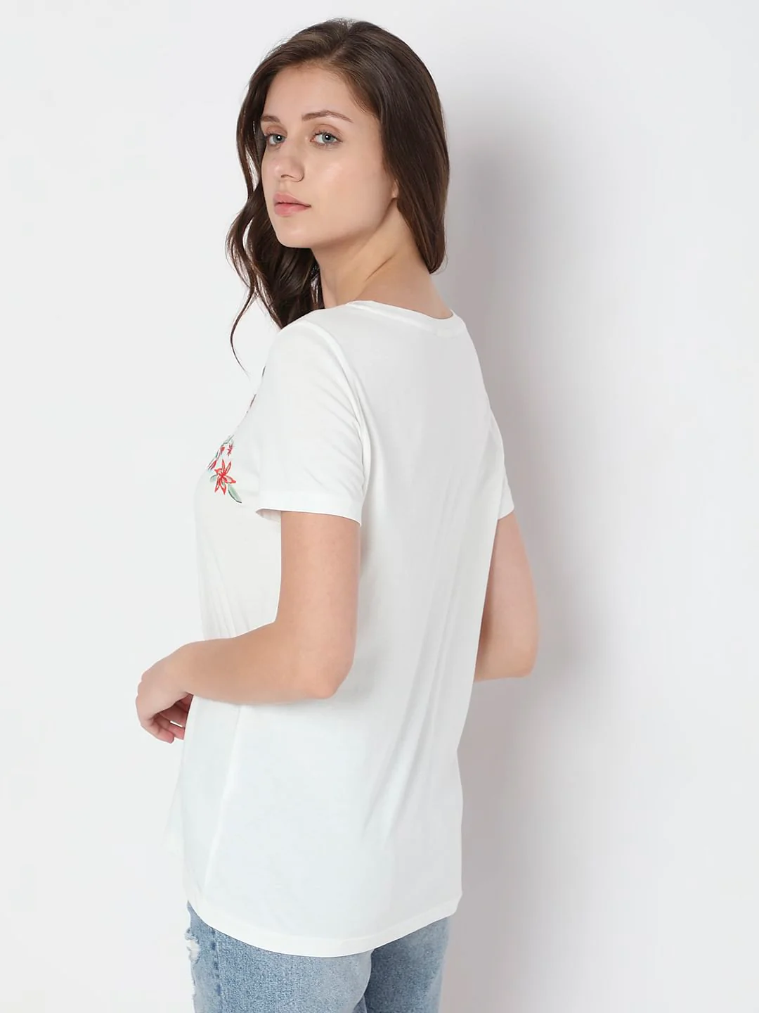 White Floral Print T-Shirt - Image 4