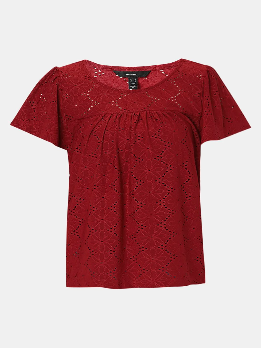 Dark Red Schiffli T-Shirt - Image 7
