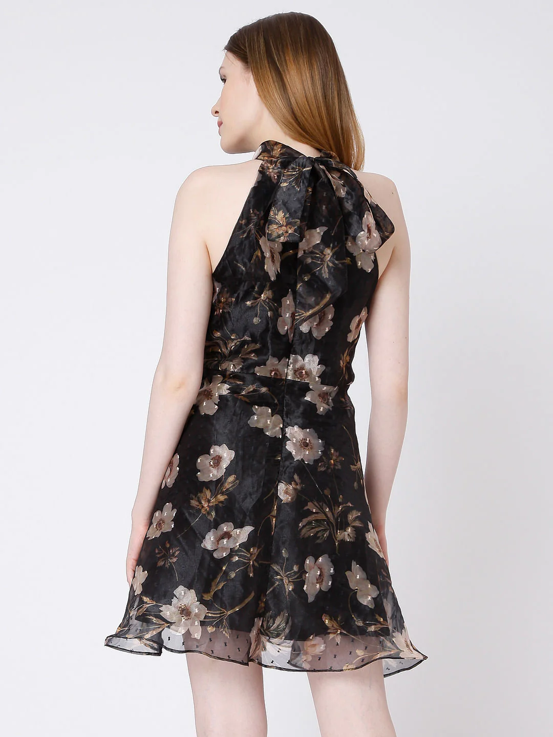 Black Floral Organza Dress - Image 4