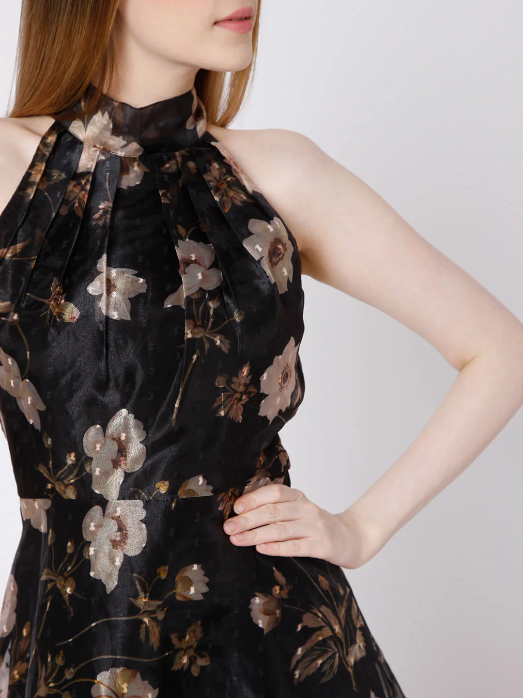 Black Floral Organza Dress - Image 6