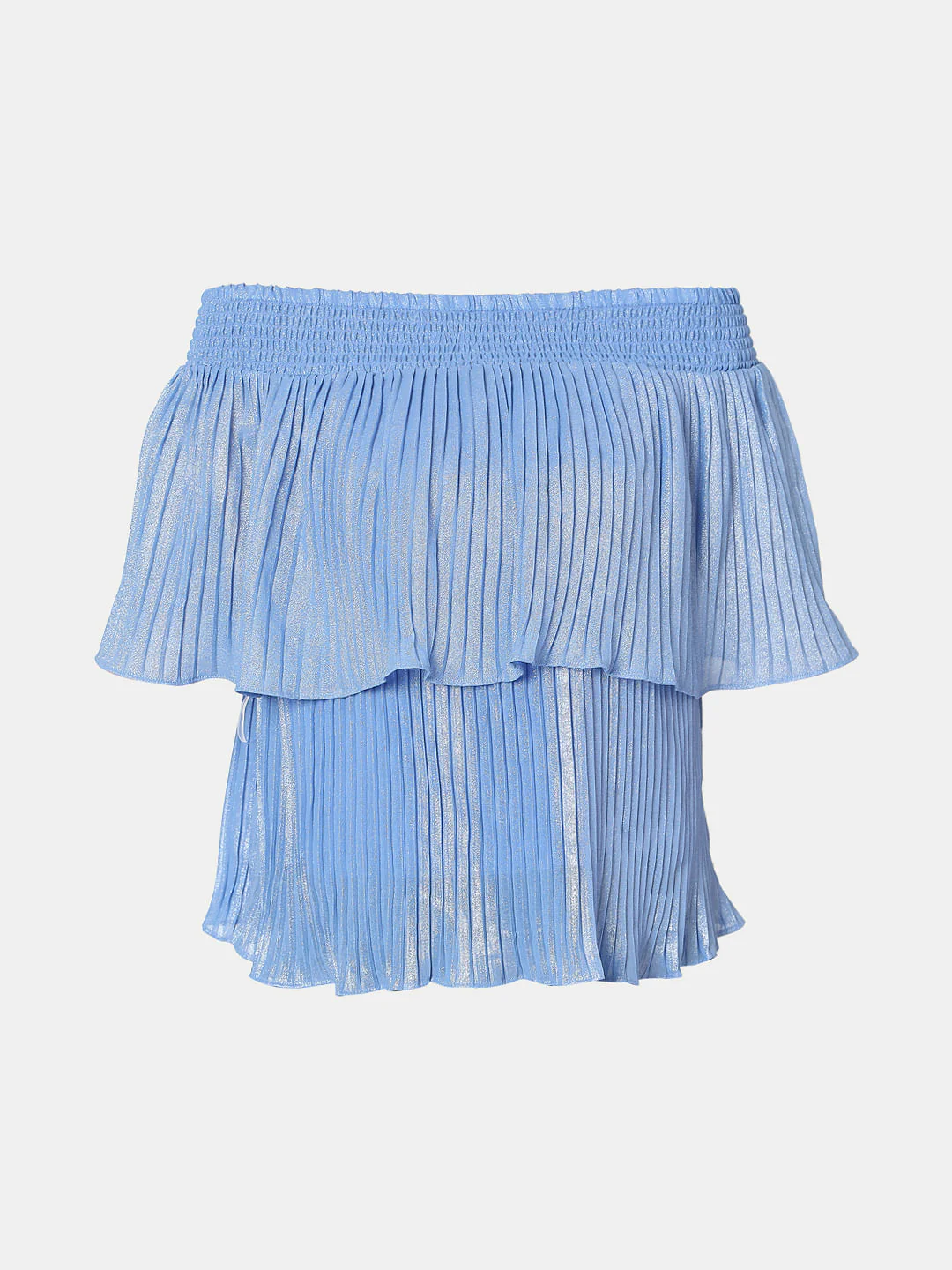 Blue Off-Shoulder Pleated Top - Image 7