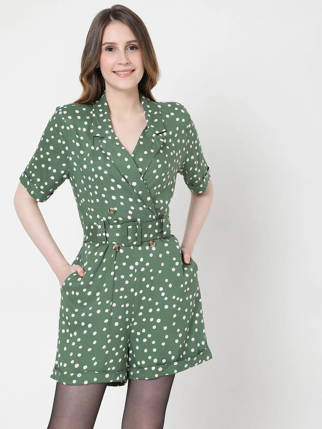 Green Dotted Playsuit - Image 2