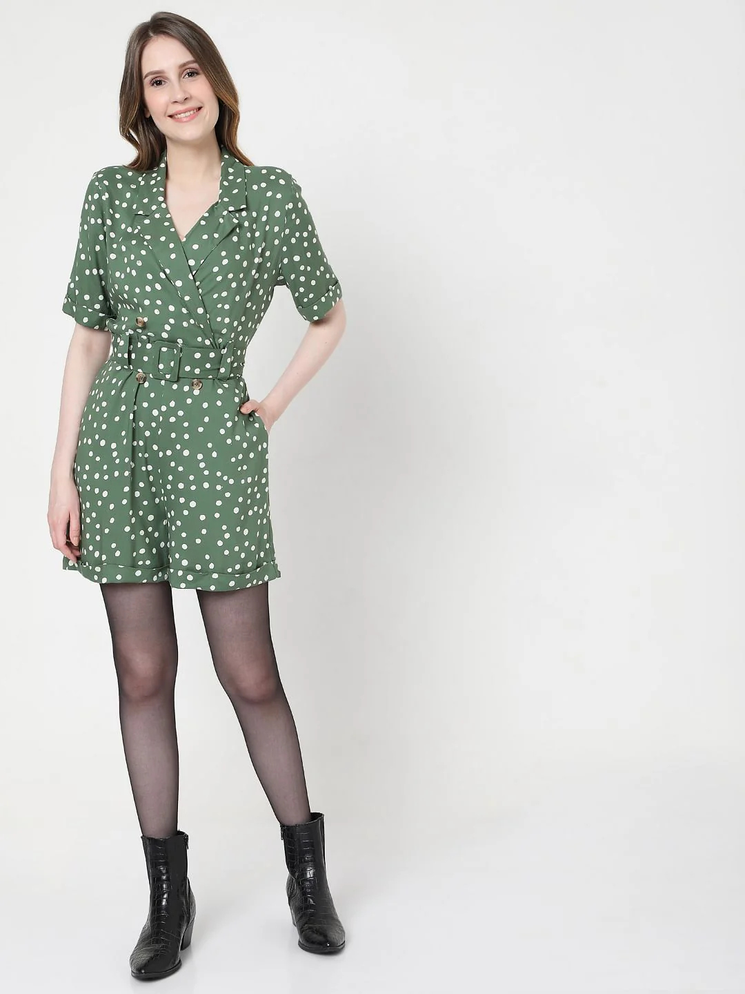 Green Dotted Playsuit - Image 5