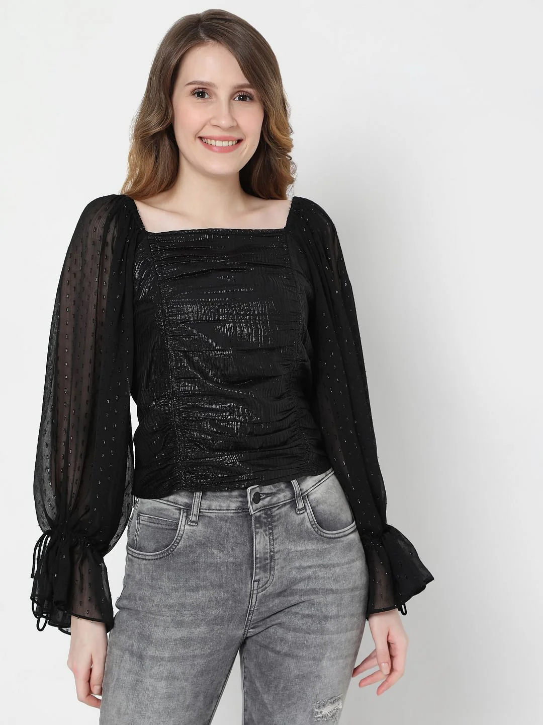 Black Ruched Top - Image 2