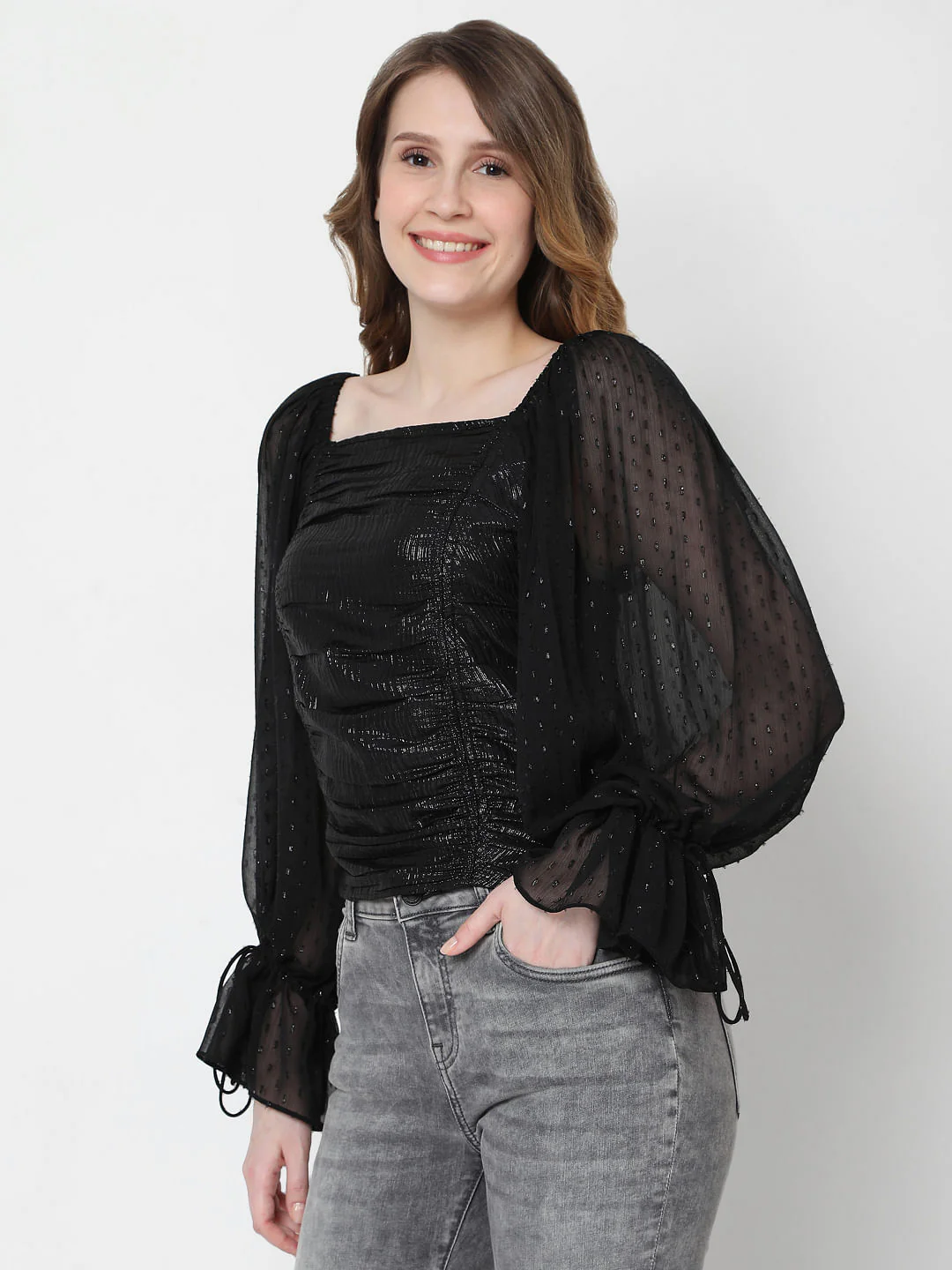 Black Ruched Top - Image 3