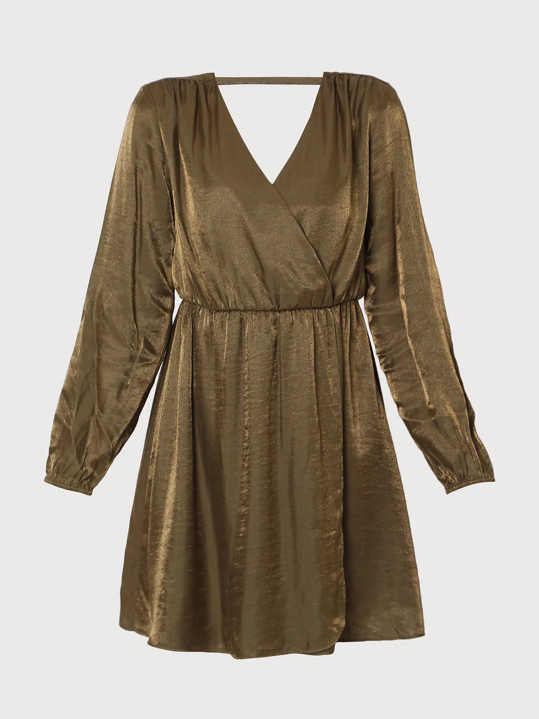 Green Metallic Overlap Dress - Image 7
