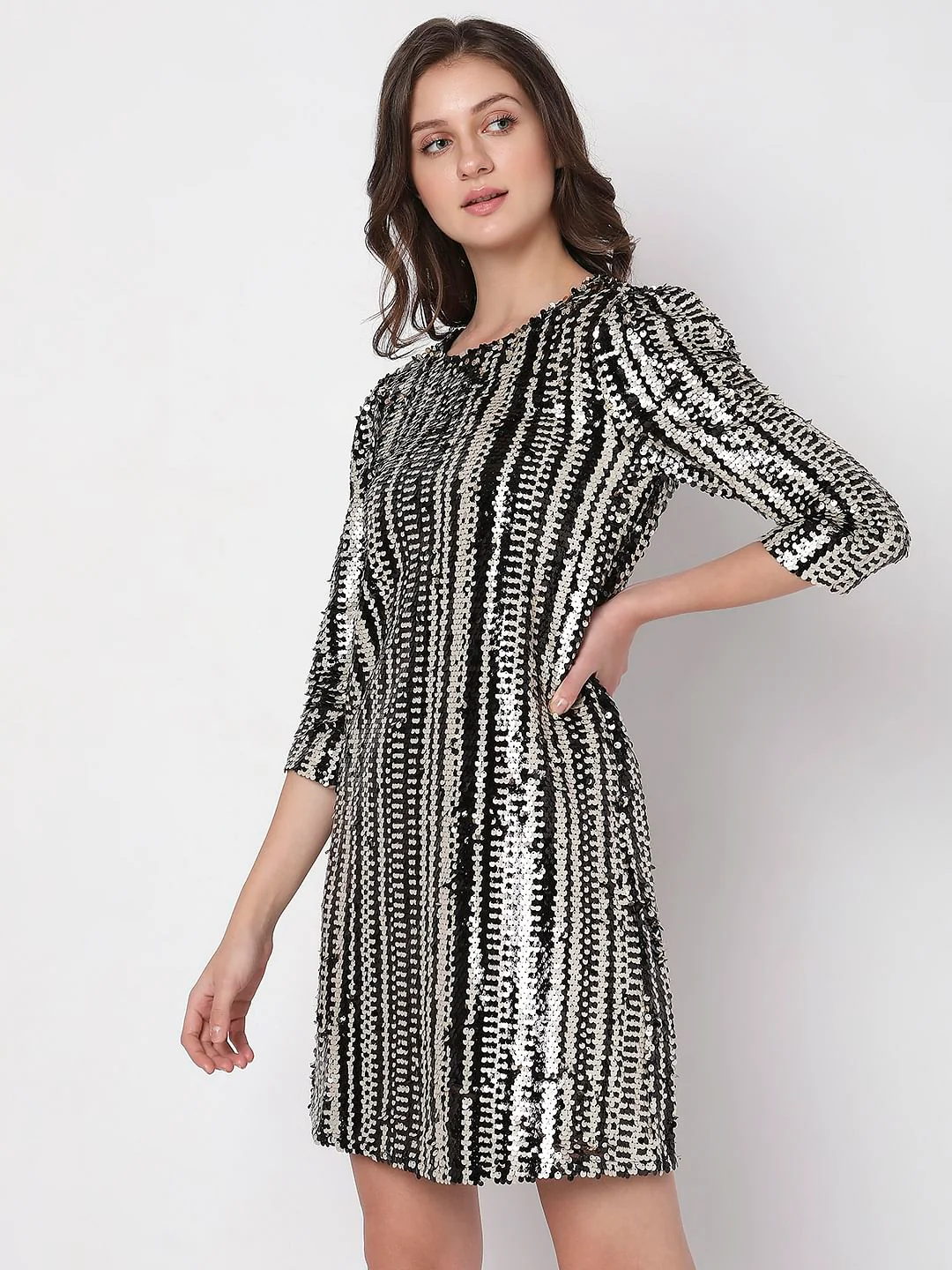 Black Sequin Mini Dress - Image 3
