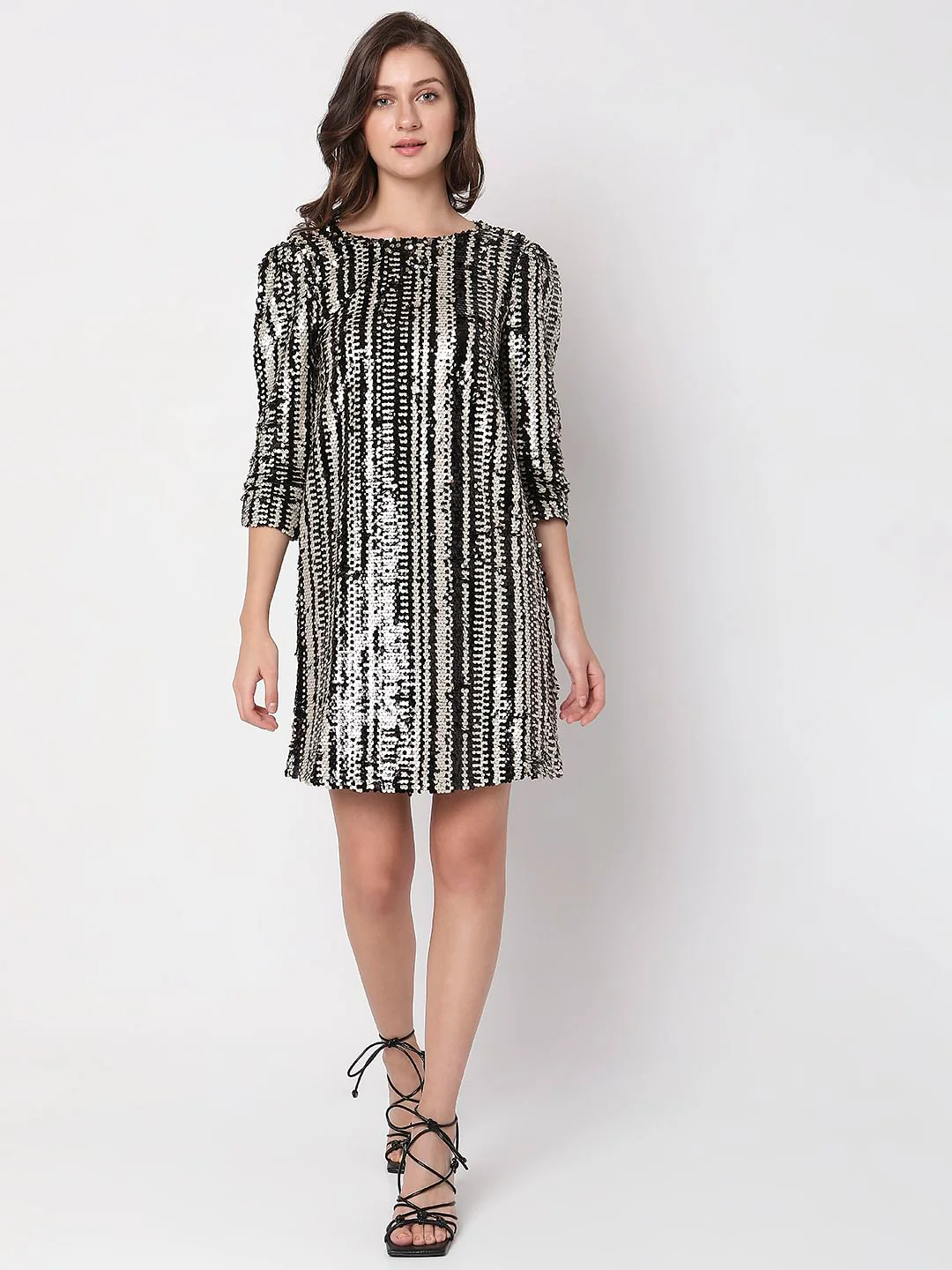 Black Sequin Mini Dress - Image 5