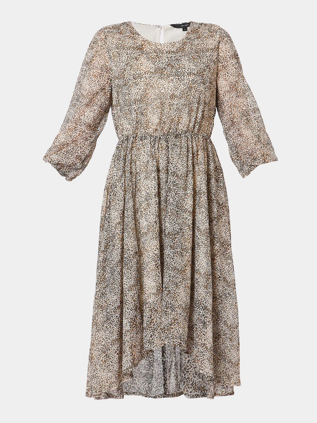 Beige Animal Print Fit & Flare Dress - Image 6