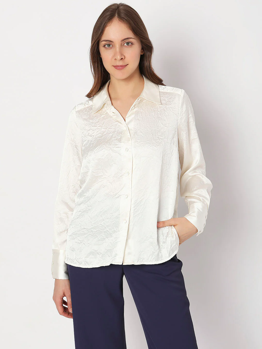 Cream Satin Shirt - Image 2