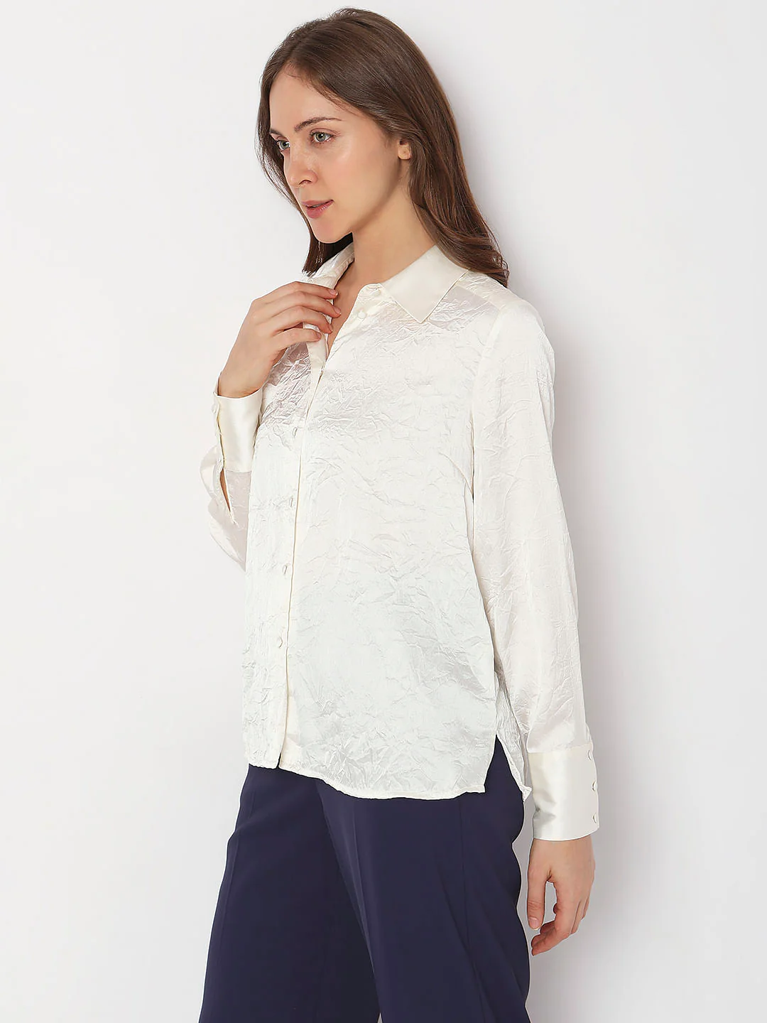 Cream Satin Shirt - Image 3