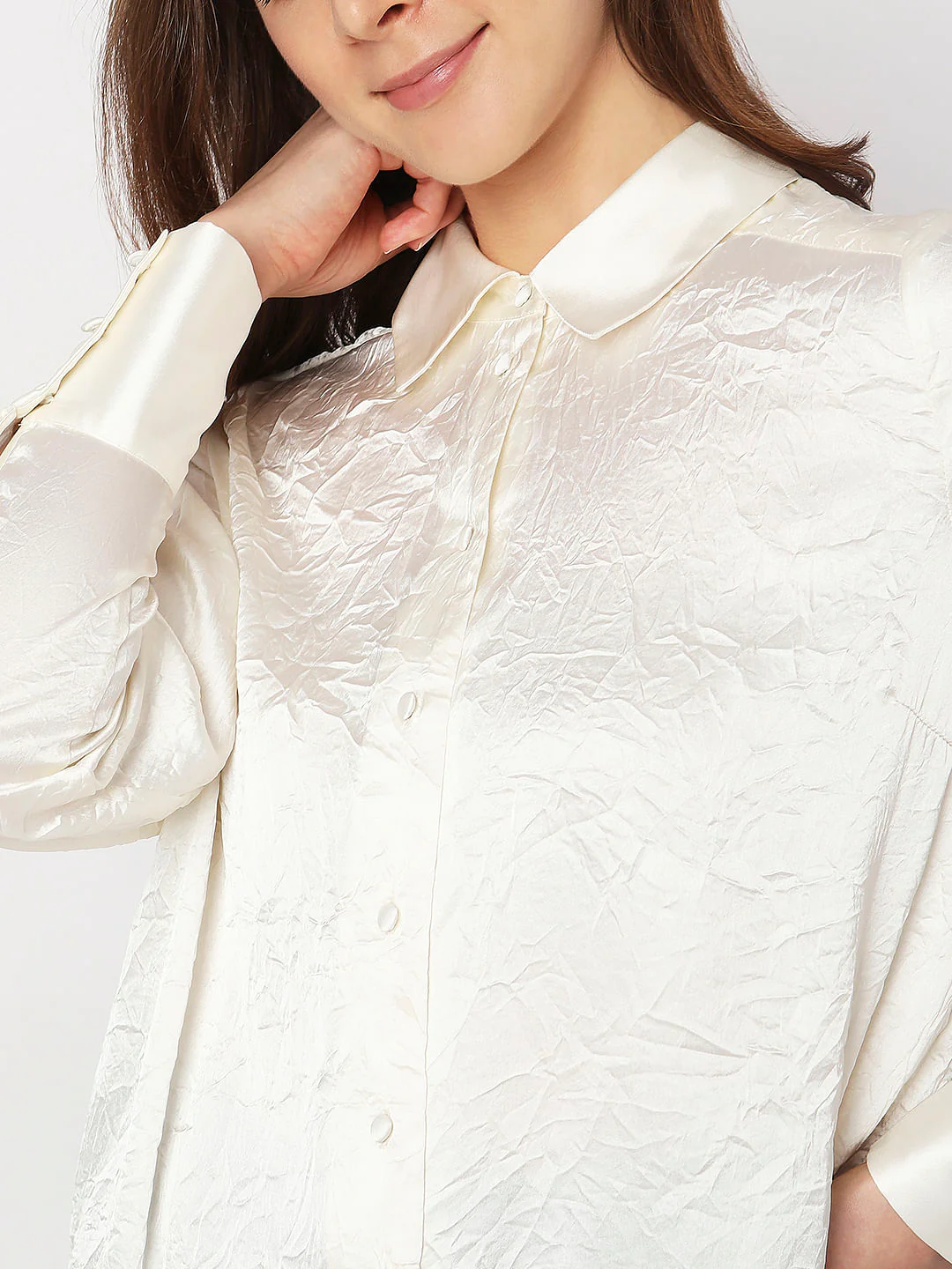 Cream Satin Shirt - Image 6