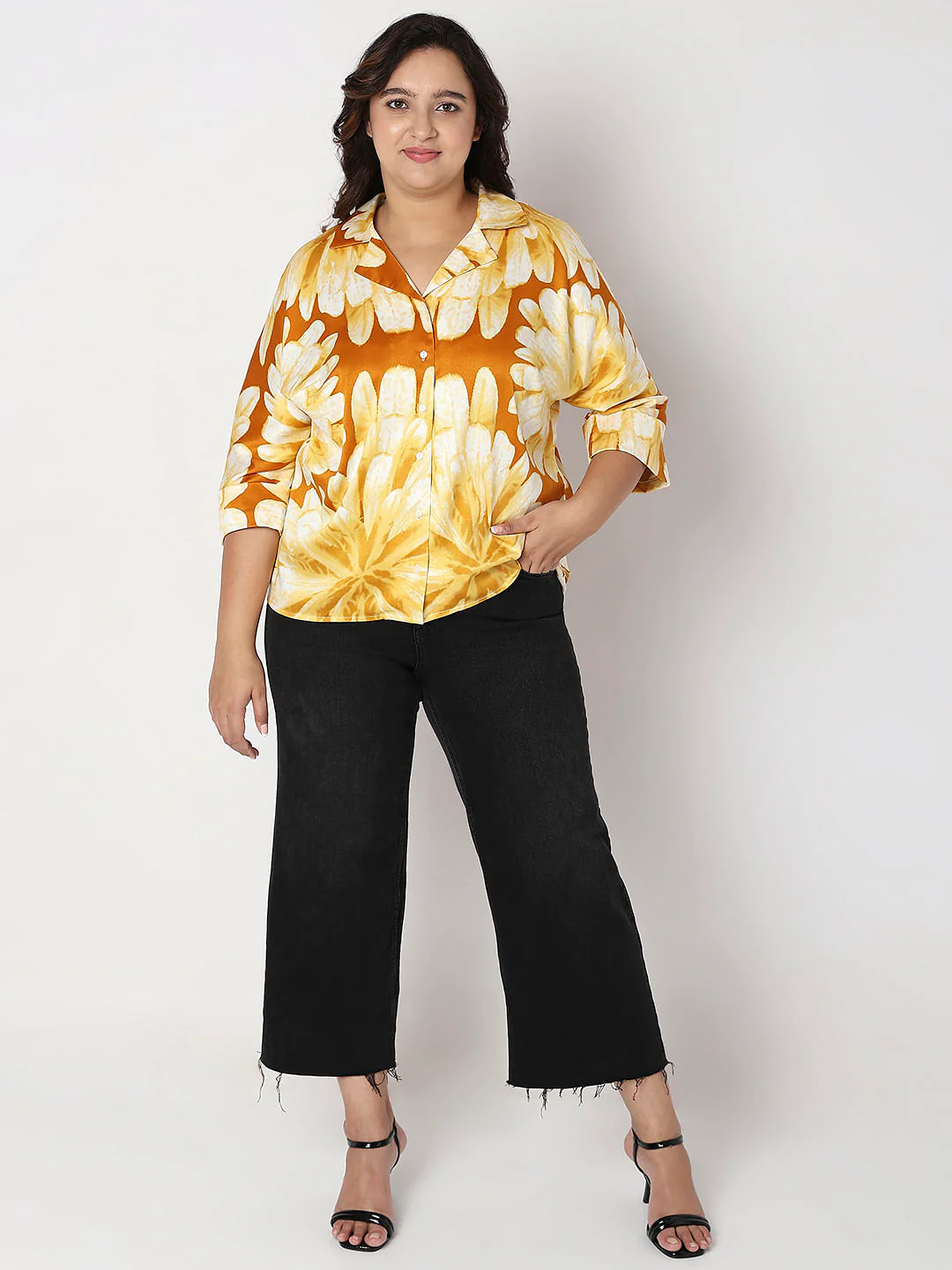 Curve Yellow Floral Print Shirt - Image 5
