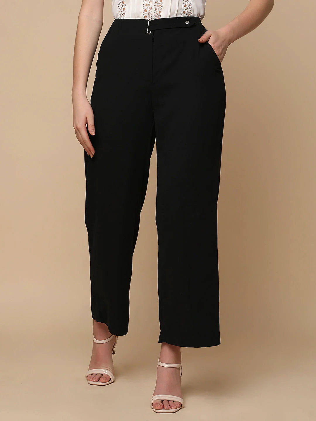Black High Rise Wide Leg Pants - Image 2