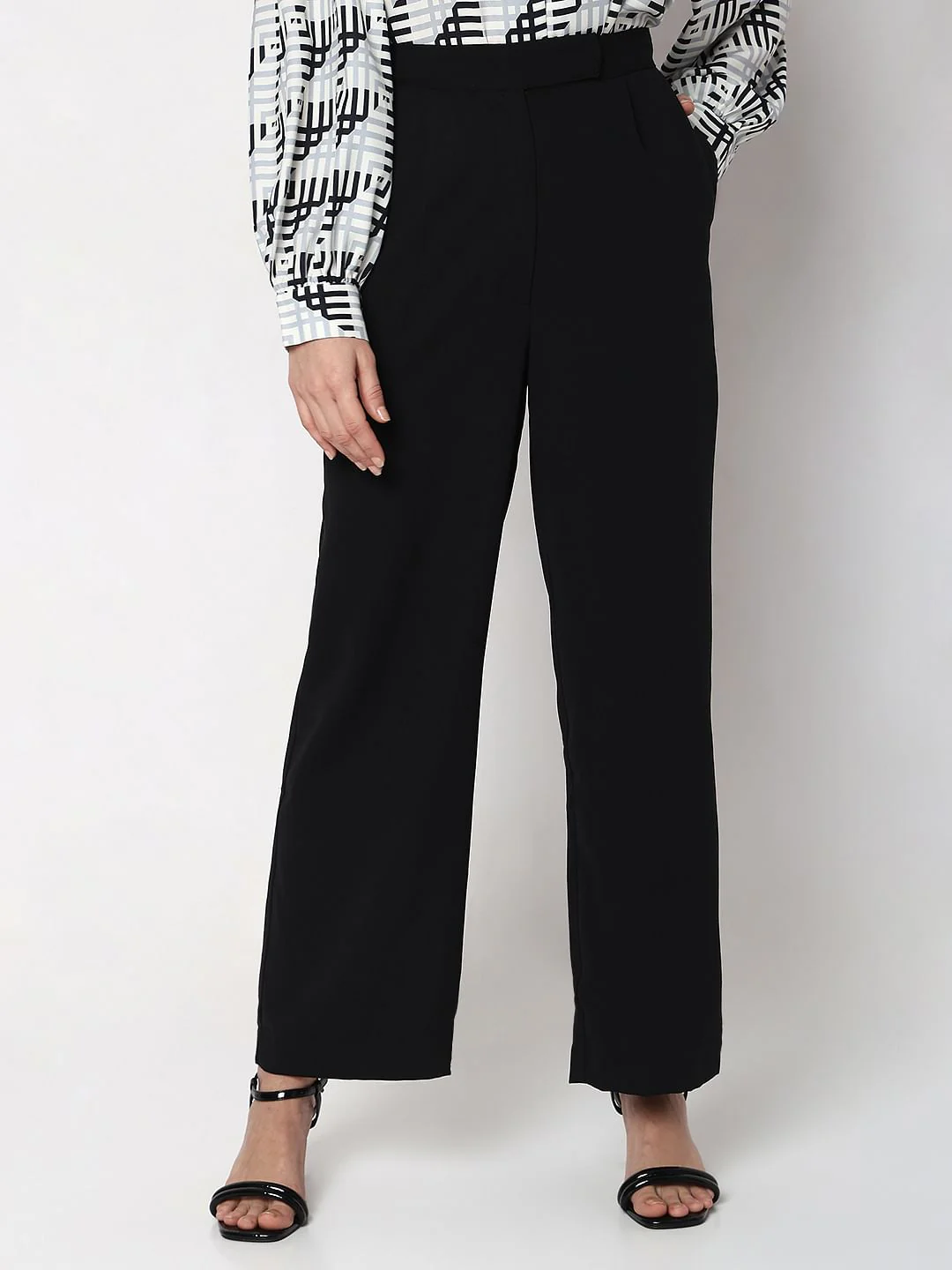 Black High Rise Wide Leg Pants - Image 2