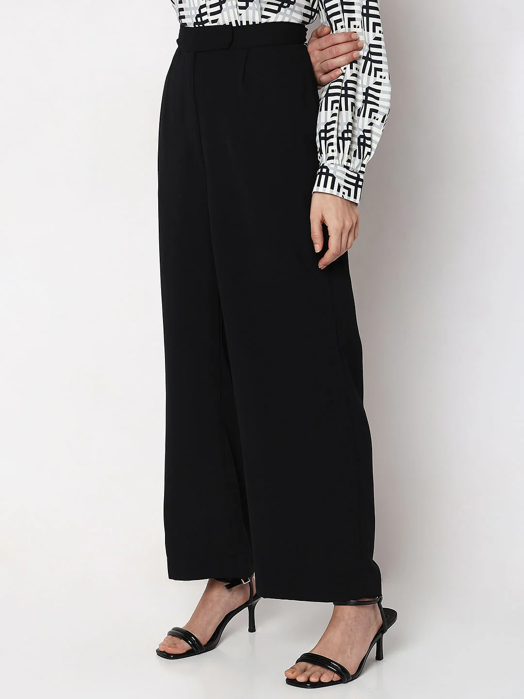 Black High Rise Wide Leg Pants - Image 3