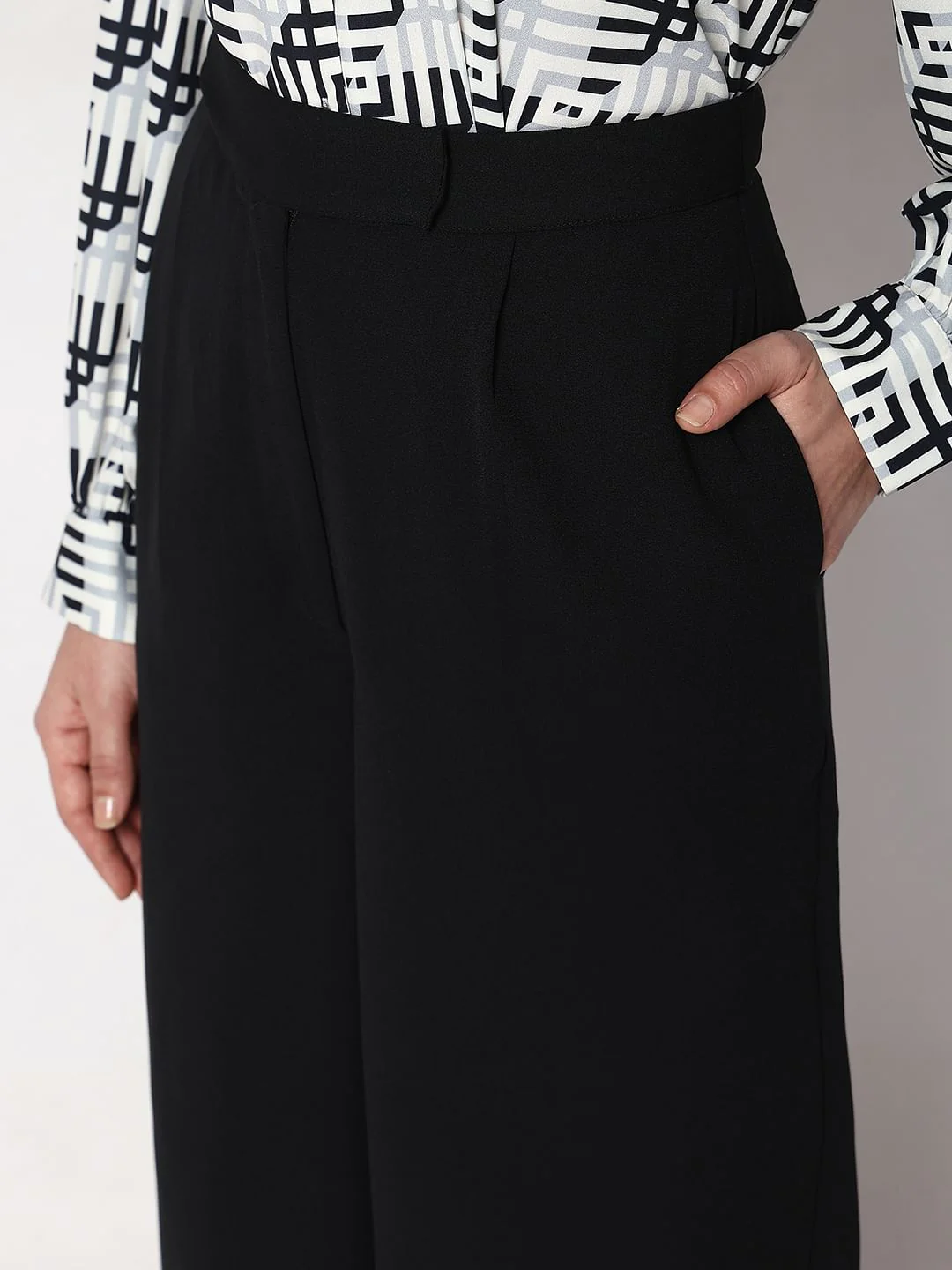 Black High Rise Wide Leg Pants - Image 5