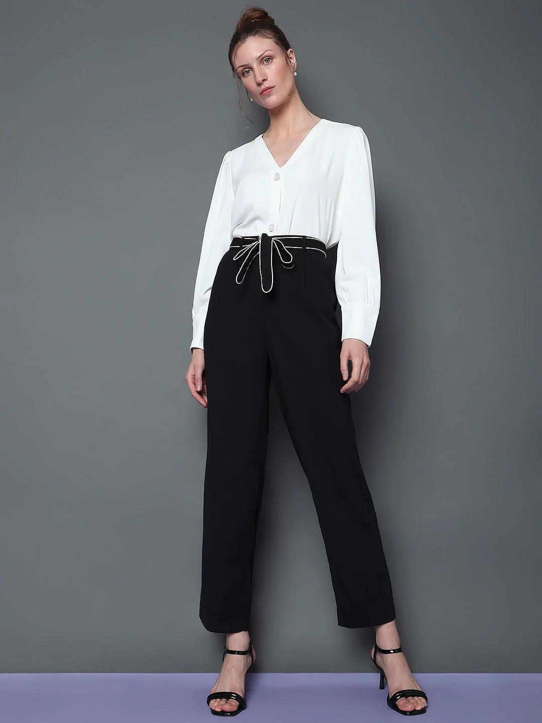 Black Mid Rise Belted Pants - Image 6
